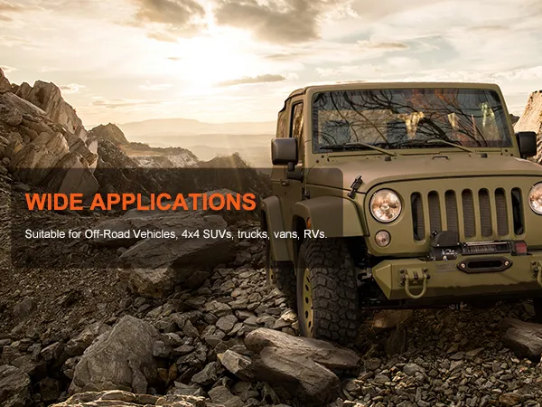 off-road vehicle on rocky terrain highlighting wide applications for the VEVOR 12v air compressor.