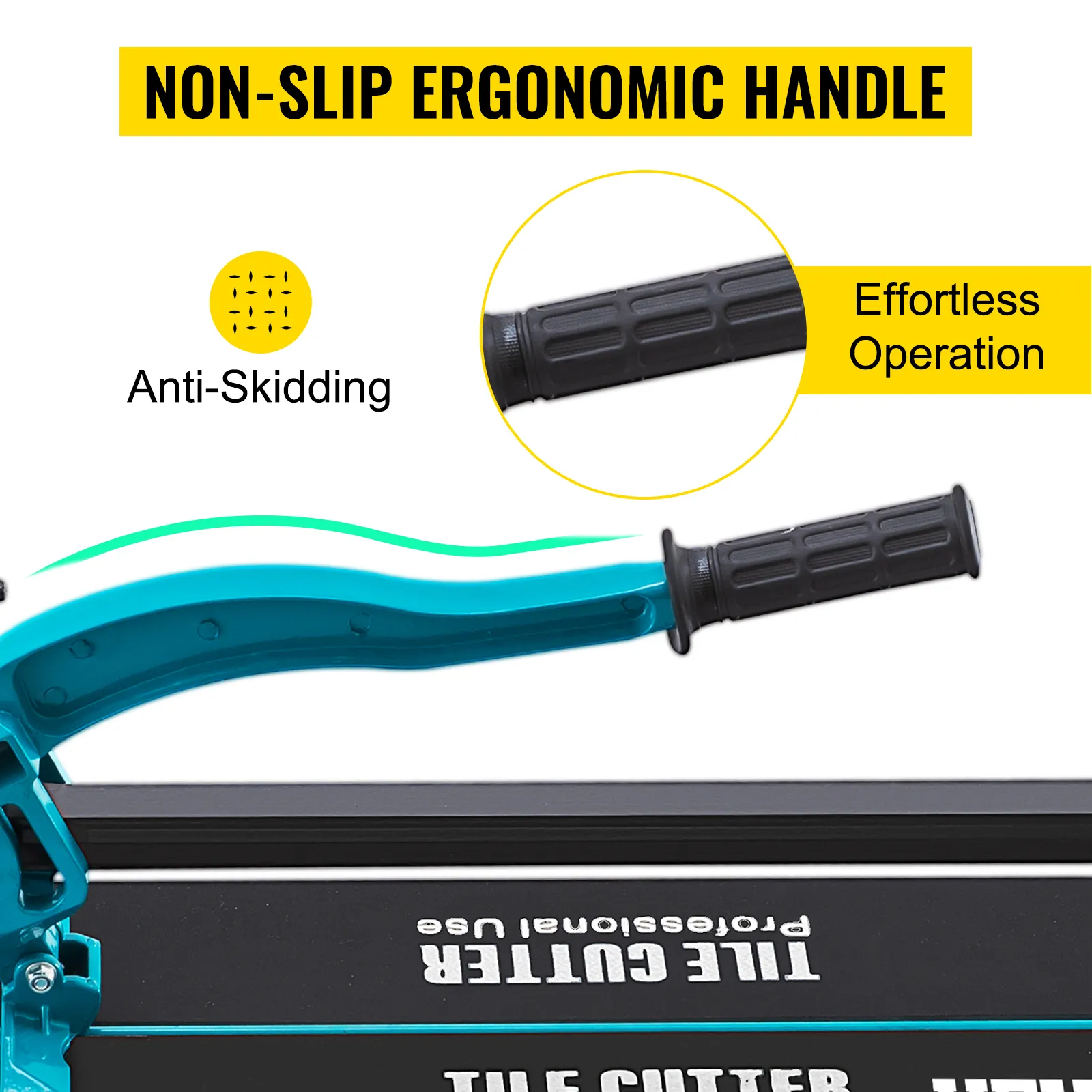 VEVOR tile cutter with non-slip ergonomic handle for effortless operation.