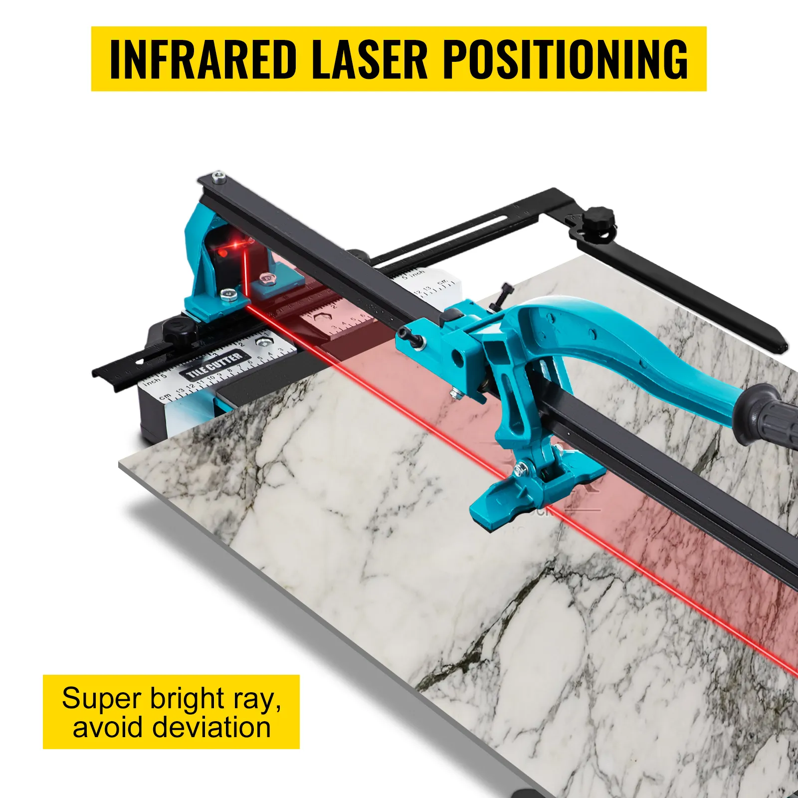 VEVOR tile cutter with infrared laser positioning for precise tile cuts and alignment.