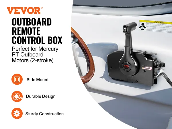 VEVOR boat throttle control showcasing side mount and durable design for mercury pt outboard motors.