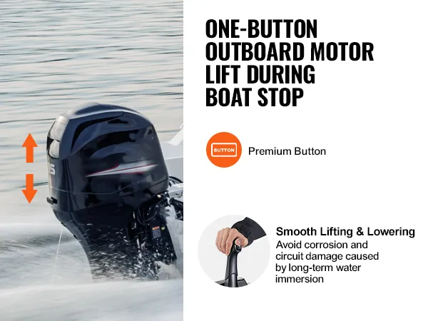 VEVOR boat throttle control enables one-button outboard motor lift, providing smooth lifting and lowering.
