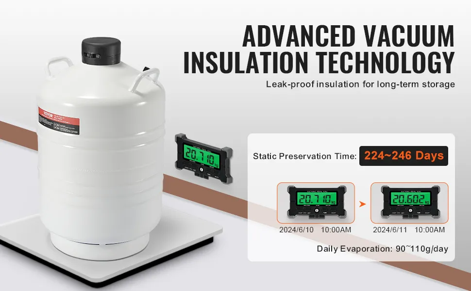 VEVOR advanced vacuum insulation technology for leak-proof long-term storage.