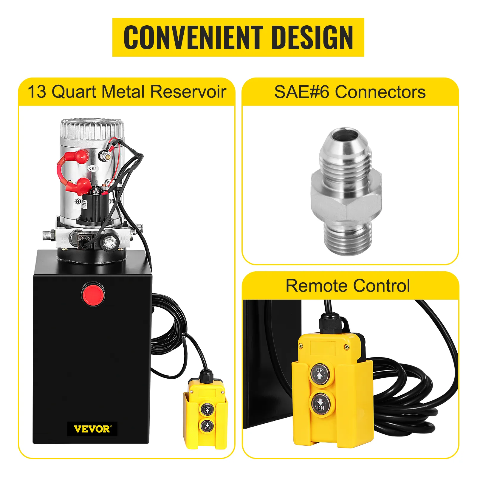 Bomba hidráulica para remolque de descarga VEVOR de 12 V con depósito de 13 cuartos y control remoto