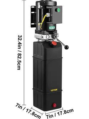 Bomba hidráulica VEVOR, unidad negra con dimensiones: 32,4 pulgadas de alto, 7 pulgadas de ancho.