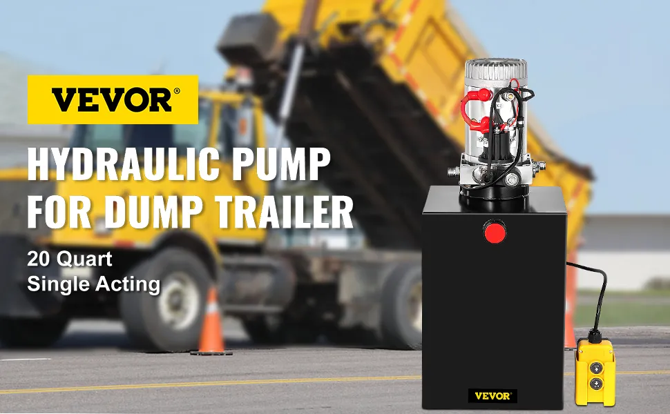Bomba hidráulica VEVOR para remolque volquete con capacidad de simple efecto de 20 cuartos.