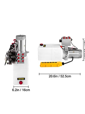 Bomba de remolque de descarga hidráulica VEVOR, dimensiones: 6,2 pulgadas x 20,6 pulgadas.