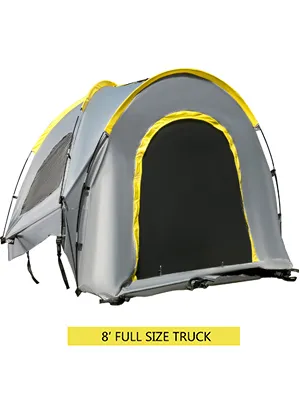 VEVOR truck tent for 8' full-size truck with yellow and gray exterior.