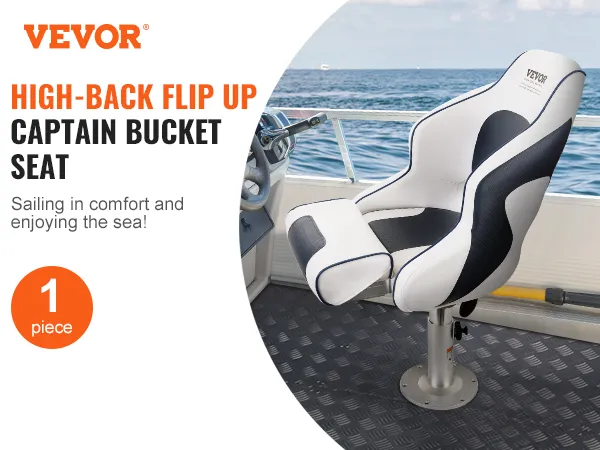 VEVOR captain bucket seat on a boat with ocean view, offering comfort and support.