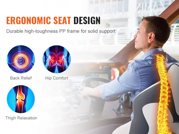 ergonomic seat design promoting back relief, hip comfort, and thigh relaxation with VEVOR captain bucket seat.