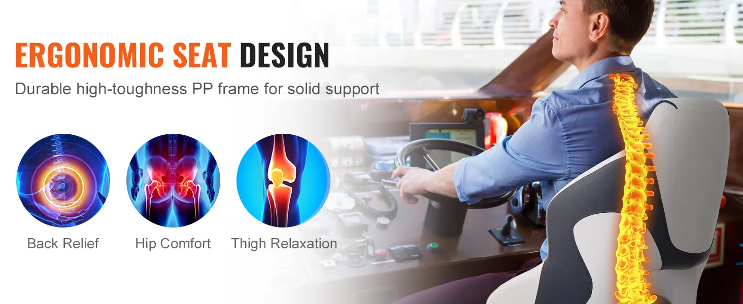 ergonomic seat design promoting back relief, hip comfort, and thigh relaxation with VEVOR captain bucket seat.