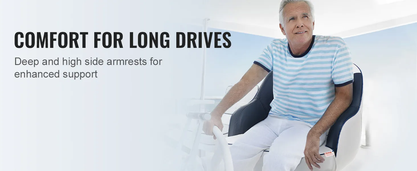 comfort for long drives in a VEVOR captain bucket seat, offering deep and high side armrests for enhanced support.