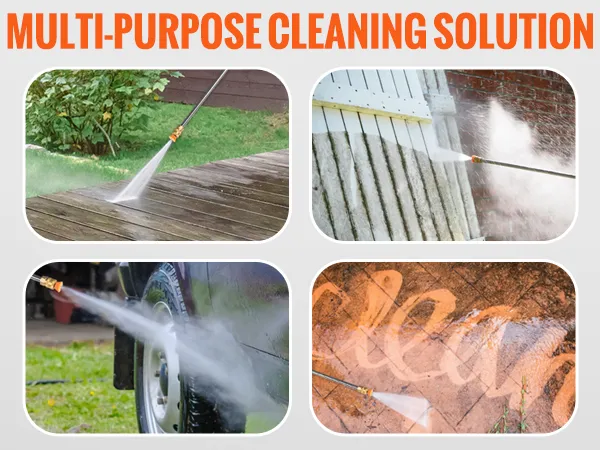 Hidrolavadora eléctrica VEVOR con mango retráctil, ruedas y capacidad de limpieza multiusos.