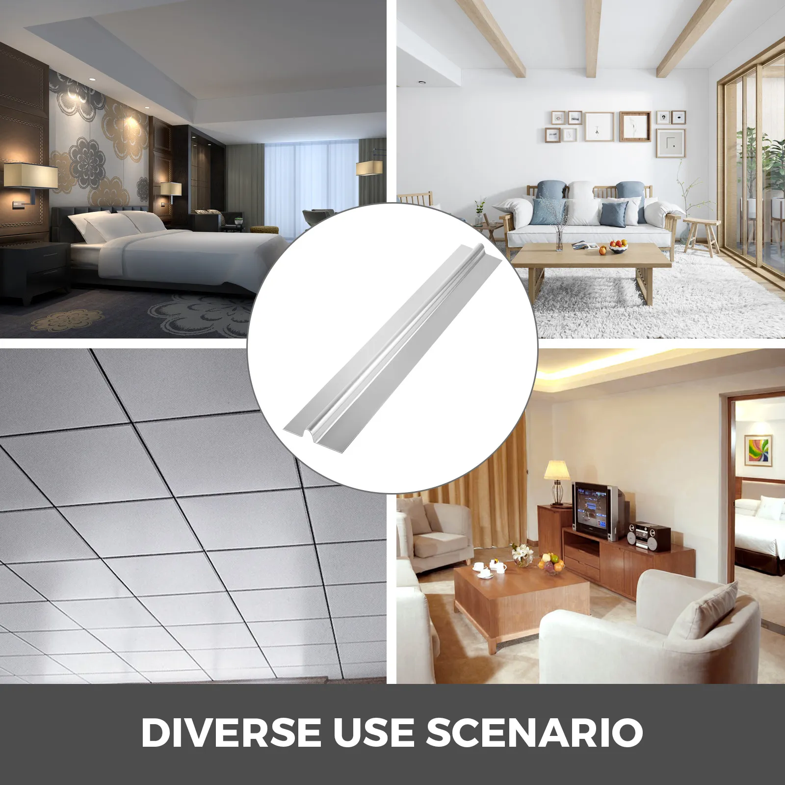 VEVOR pex heat transfer plates in various home and office room settings.