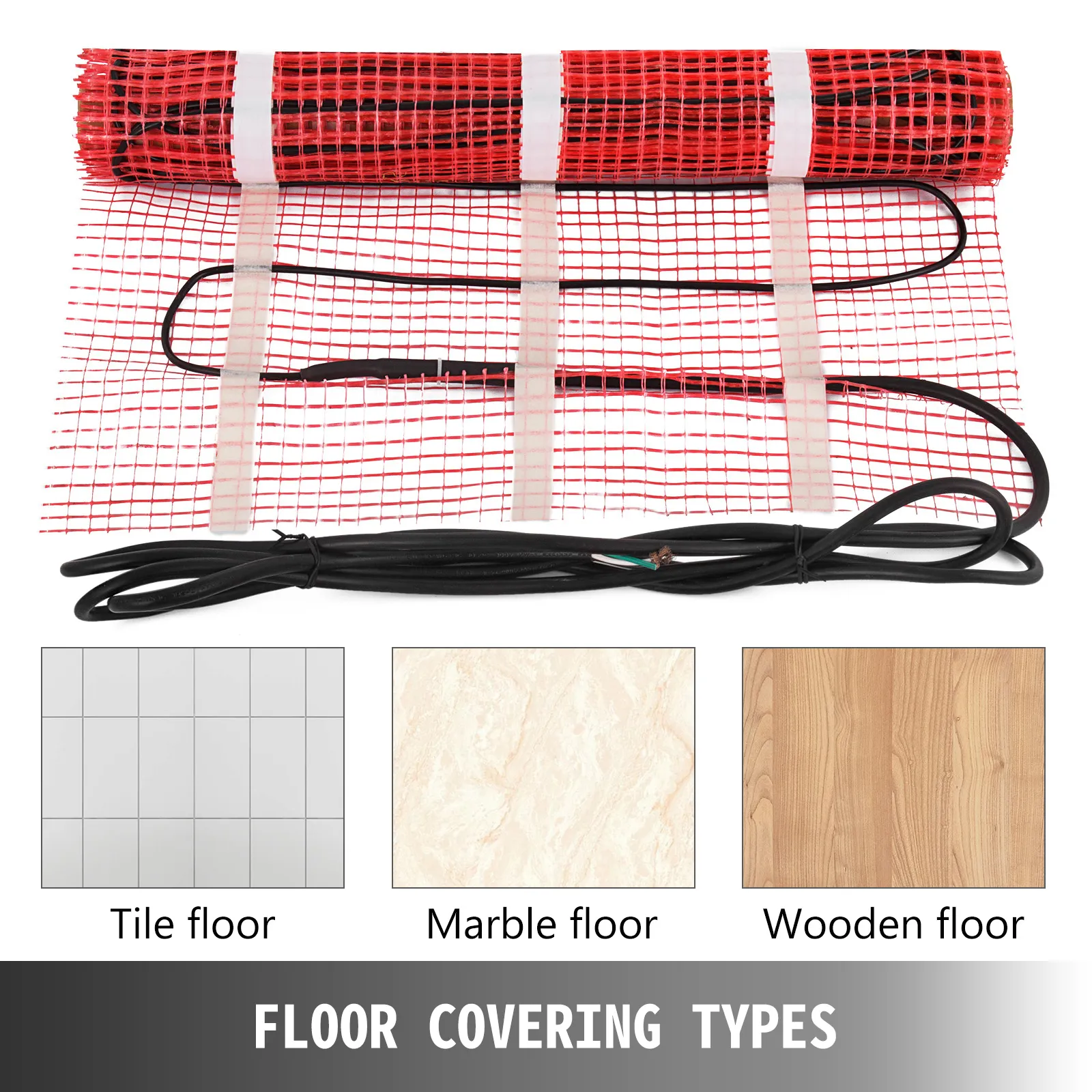VEVOR electric radiant floor heating mat for tile, marble, and wooden floors.