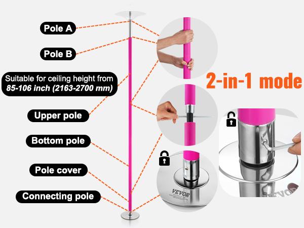 VEVOR Professional Dancing Pole, Spinning Static Dancing Pole Kit