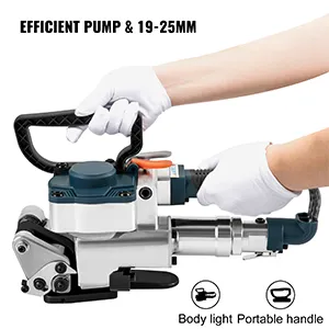 Herramienta flejadora neumática VEVOR con bomba eficiente y capacidad de tensión de 19-25 mm.