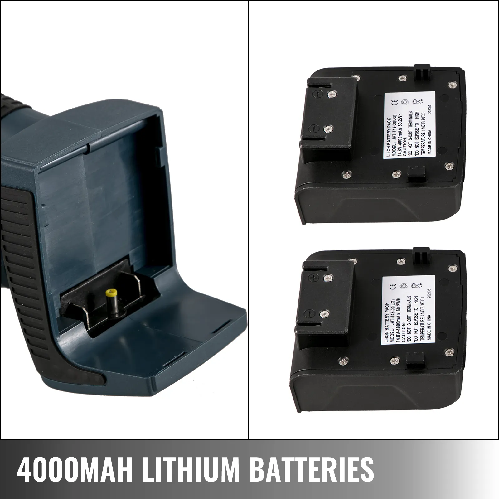 4000mah lithium batteries for VEVOR electric strapping tool, showcasing two batteries.