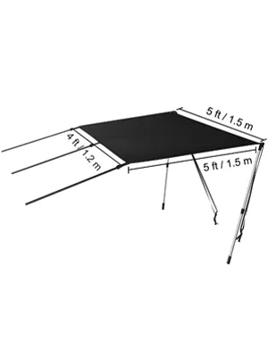 Kit de parasol tipo t-top VEVOR, color negro, dimensiones 1,5 m/5 pies, con postes de soporte.
