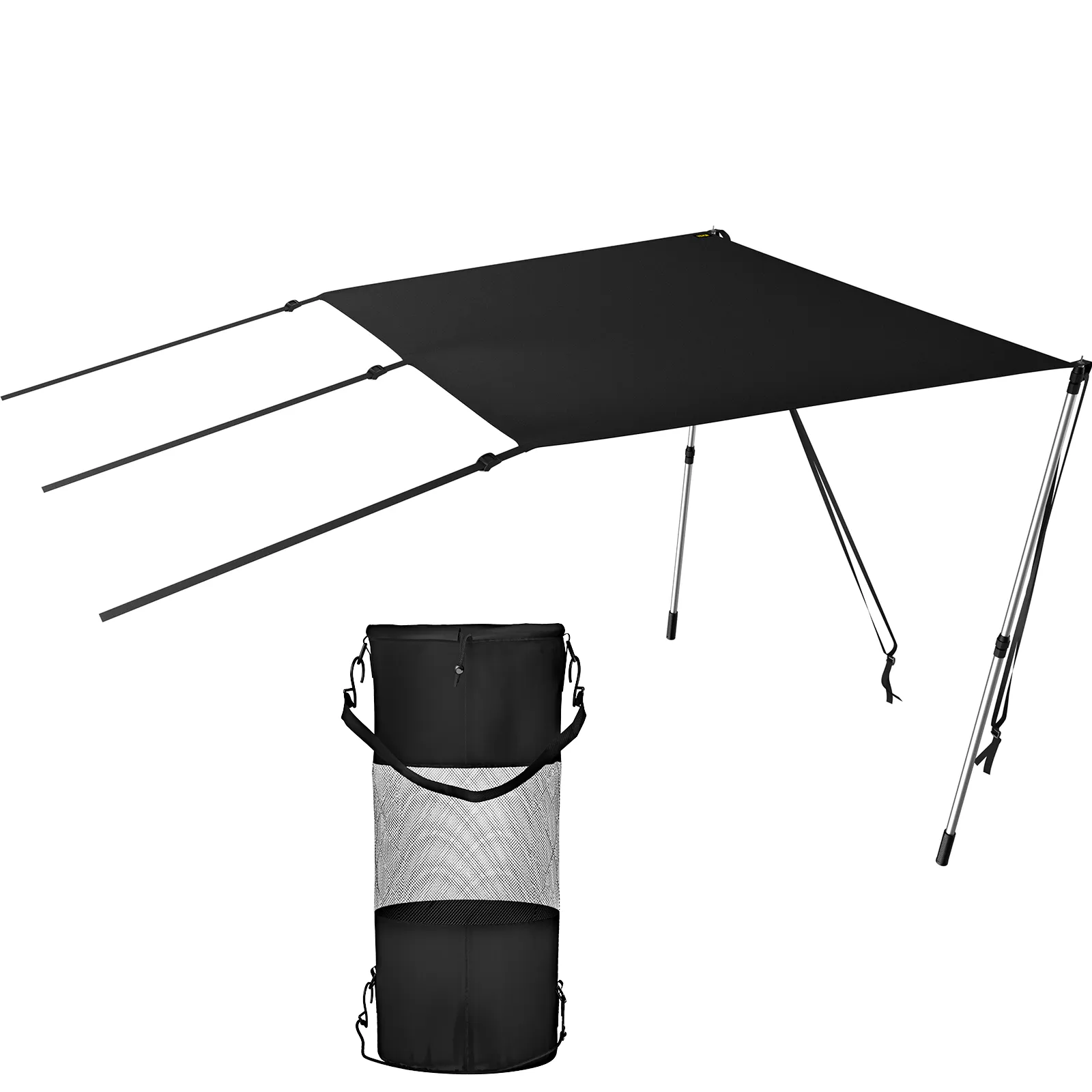 Kit de parasol tipo T-Top VEVOR negro con postes de soporte y bolsa de almacenamiento.