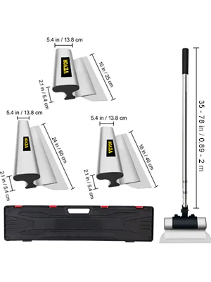 VEVOR skimming blade set with three blades, adjustable handle, and carrying case.