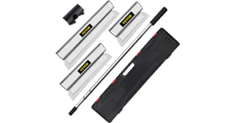VEVOR skimming blade set with multiple blades, ergonomic handle, and black carrying case.