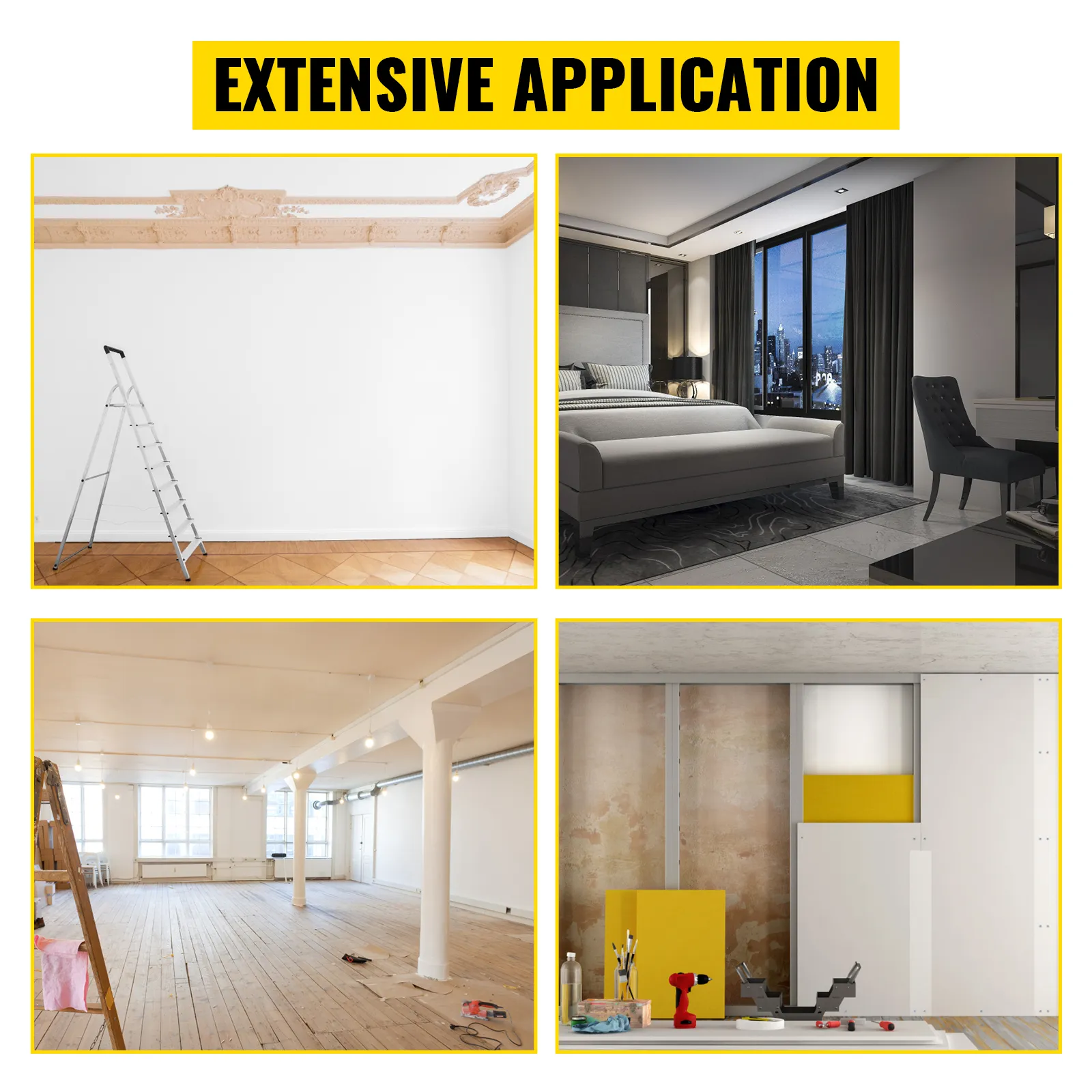 extensive applications showcasing versatile uses of VEVOR skimming blade set in various home improvement projects.