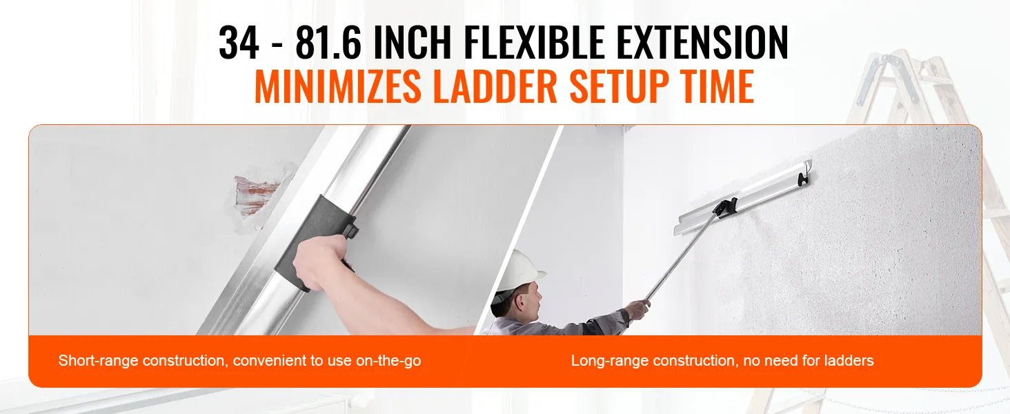 34-81.6 inch flexible extension VEVOR drywall skimming kit minimizes ladder setup time.