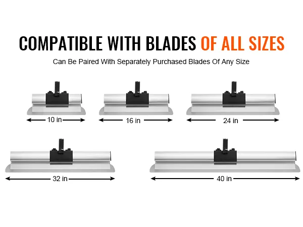 VEVOR drywall skimming kit with blades from 10 to 40 inches shown for compatibility of all sizes.