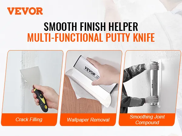 VEVOR drywall skimming blade set for crack filling, wallpaper removal, and smoothing joint compound.
