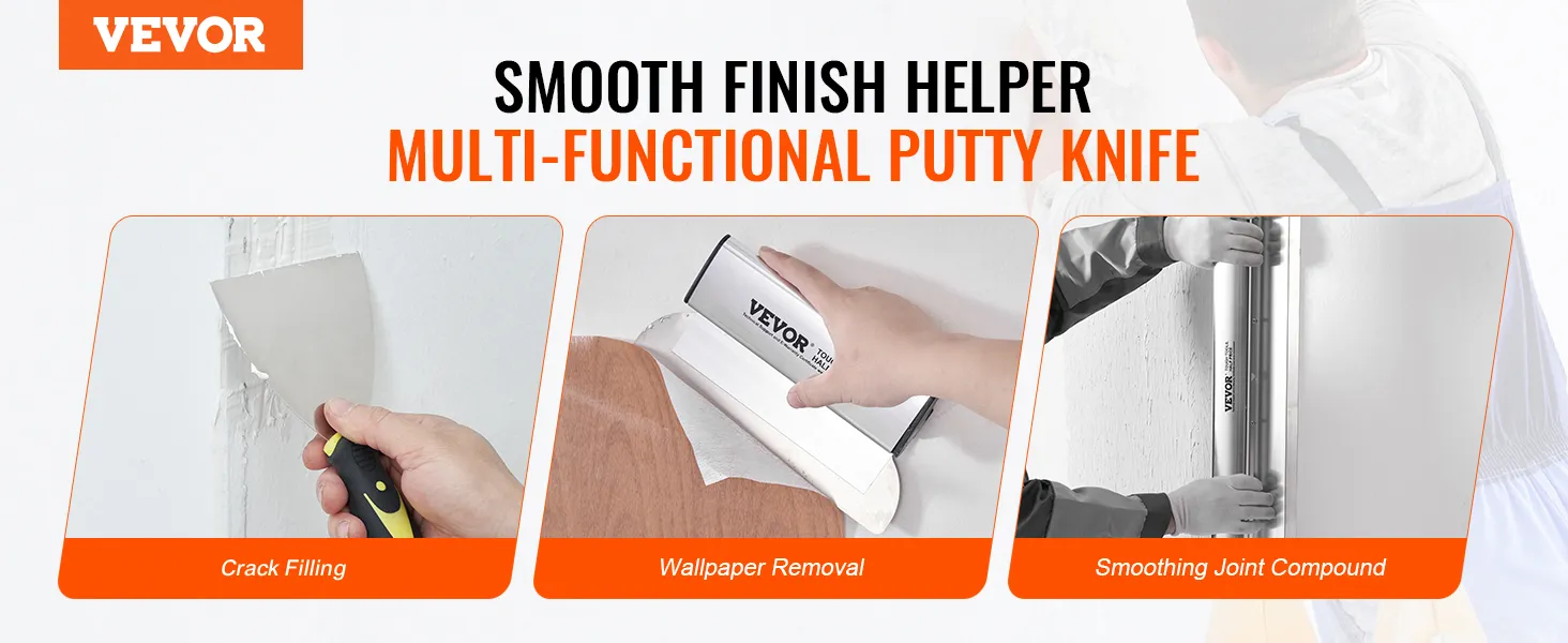 VEVOR drywall skimming blade set for crack filling, wallpaper removal, and smoothing joint compound.