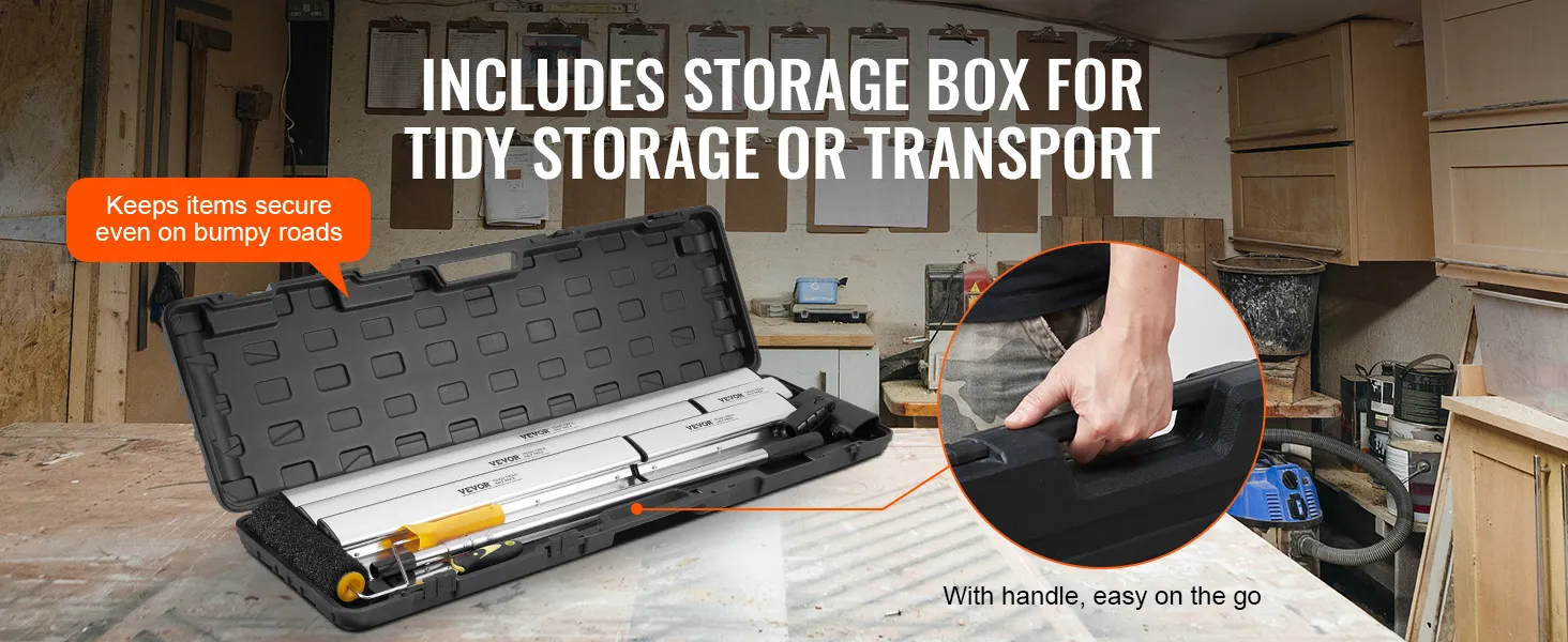VEVOR drywall skimming blade set in a storage box for convenient transport and tidy storage