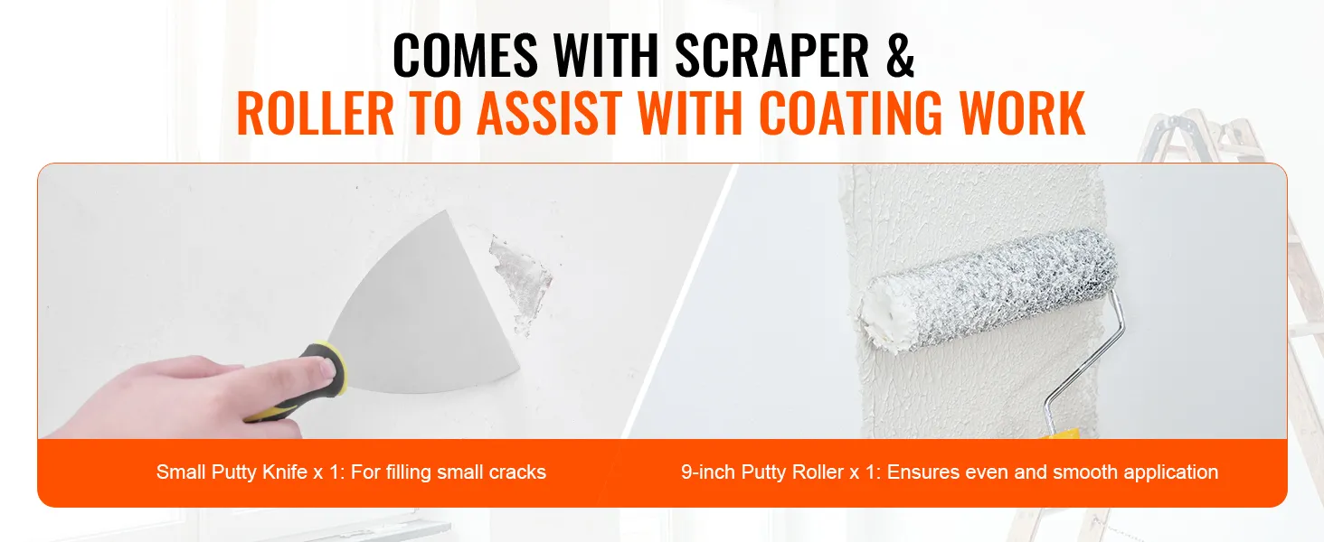 putty knife and roller for drywall, VEVOR drywall skimming blade set assists with coating work.