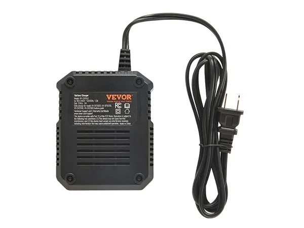 VEVOR battery charger with black casing and attached power cord.