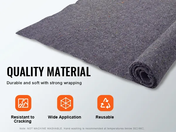 VEVOR moving blankets - durable, soft, wrapping material, resistant to cracking, wide application, reusable.