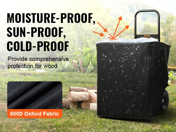 VEVOR firewood log cart with 600d oxford fabric, moisture-proof, sun-proof, cold-proof cover.