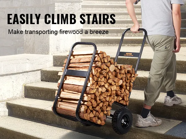 VEVOR firewood log cart helps carry logs upstairs easily.