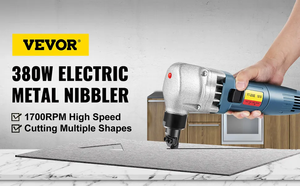 VEVOR sheet metal nibbler - 380w electric tool cutting metal with 1700rpm high speed.
