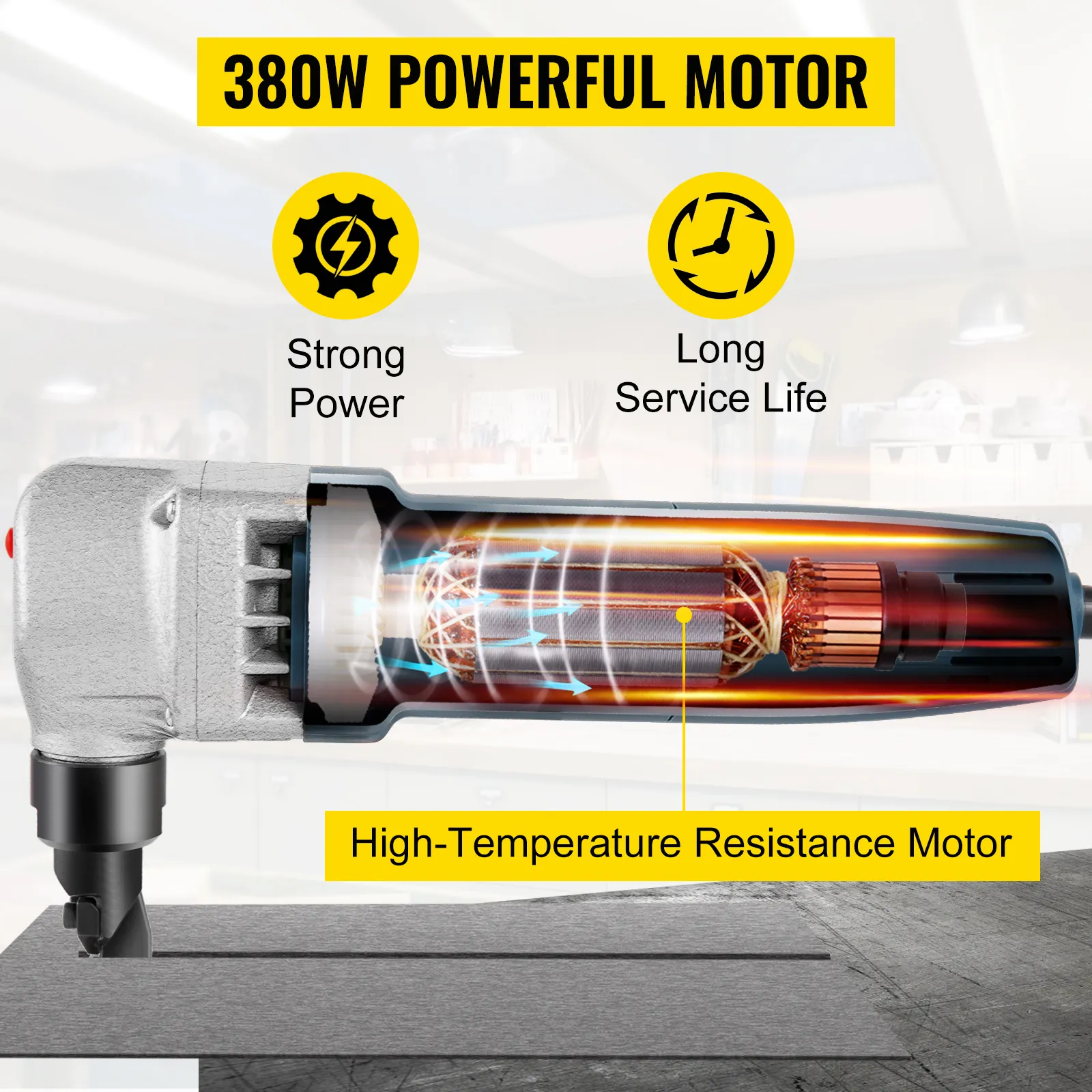 VEVOR sheet metal nibbler with 380w powerful motor, strong power, and long service life
