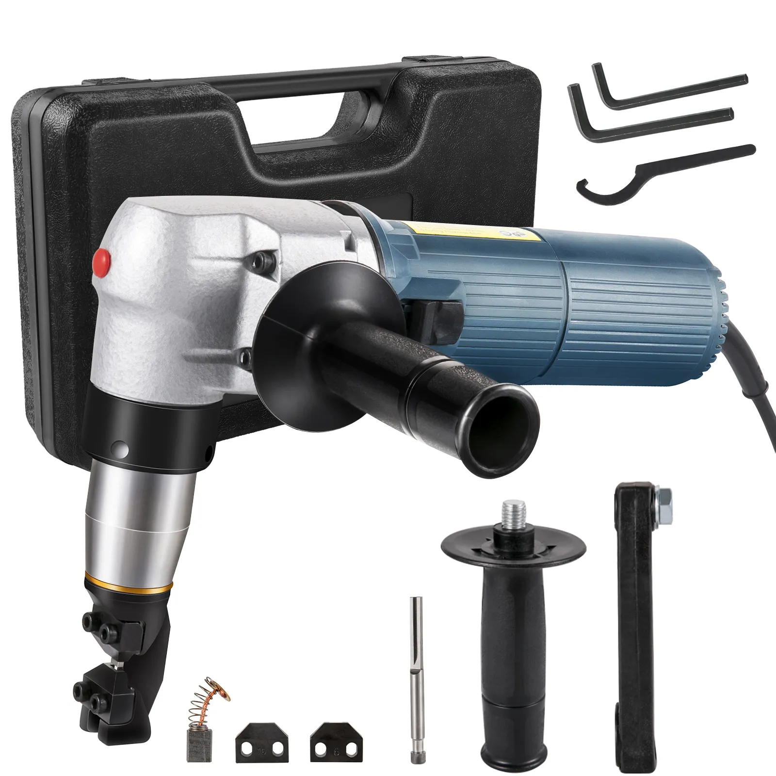 VEVOR electric metal nibbler with accessories and carrying case.