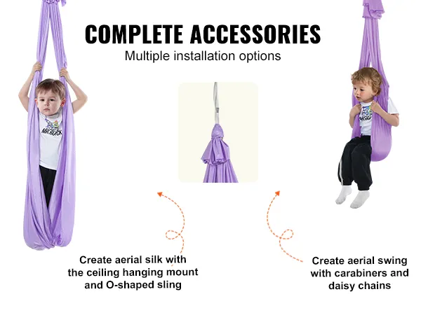 Columpio sensorial VEVOR accesorios completos: mosquetones de acero, cadenas tipo margarita, soporte de techo, arnés en forma de O.