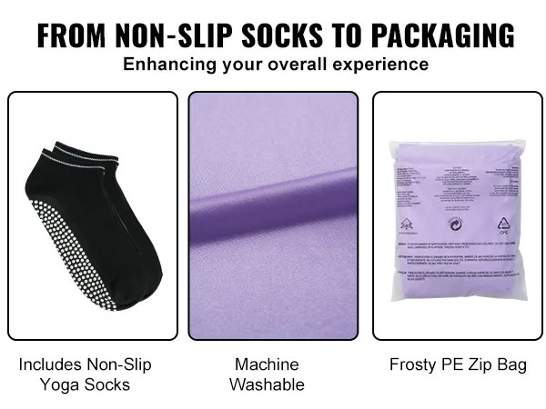 Calcetines de yoga antideslizantes, tela lavable a máquina y bolsa con cierre de polietileno esmerilado para columpio sensorial VEVOR.