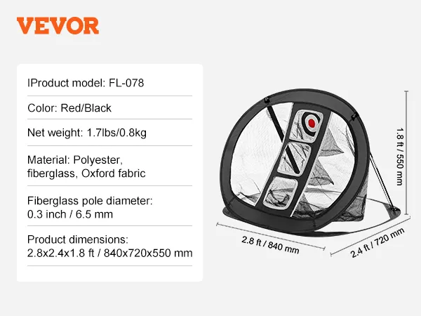Siatka do gry w golfa VEVOR z torbą transportową, matą do gry, piłkami piankowymi i śledziami w zestawie.