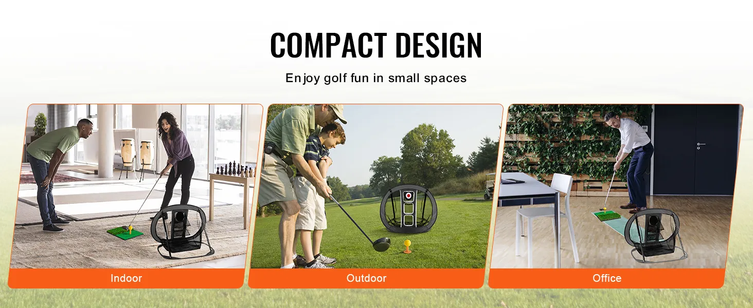 kompaktowa siatka do chippingu VEVOR do ćwiczeń golfa w pomieszczeniach, na zewnątrz i w biurze.