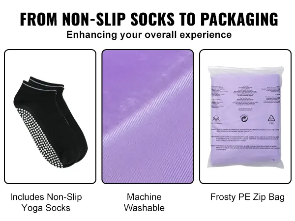 non-slip yoga socks, machine washable fabric, frosty pe zip bag for VEVOR aerial yoga hammock.