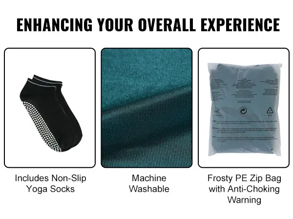 Verbessern Sie Ihr Erlebnis mit der Aerial-Yoga-Hängematte von VEVOR – rutschfeste Socken, maschinenwaschbar, PE-Tasche mit Reißverschluss.