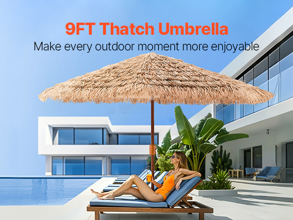 VEVOR Thatched Tiki Umbrella — Tropical Shade and Style