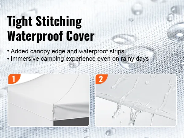 tight stitching waterproof cover with added edge and strips for VEVOR pop up canopy, perfect for rainy days.
