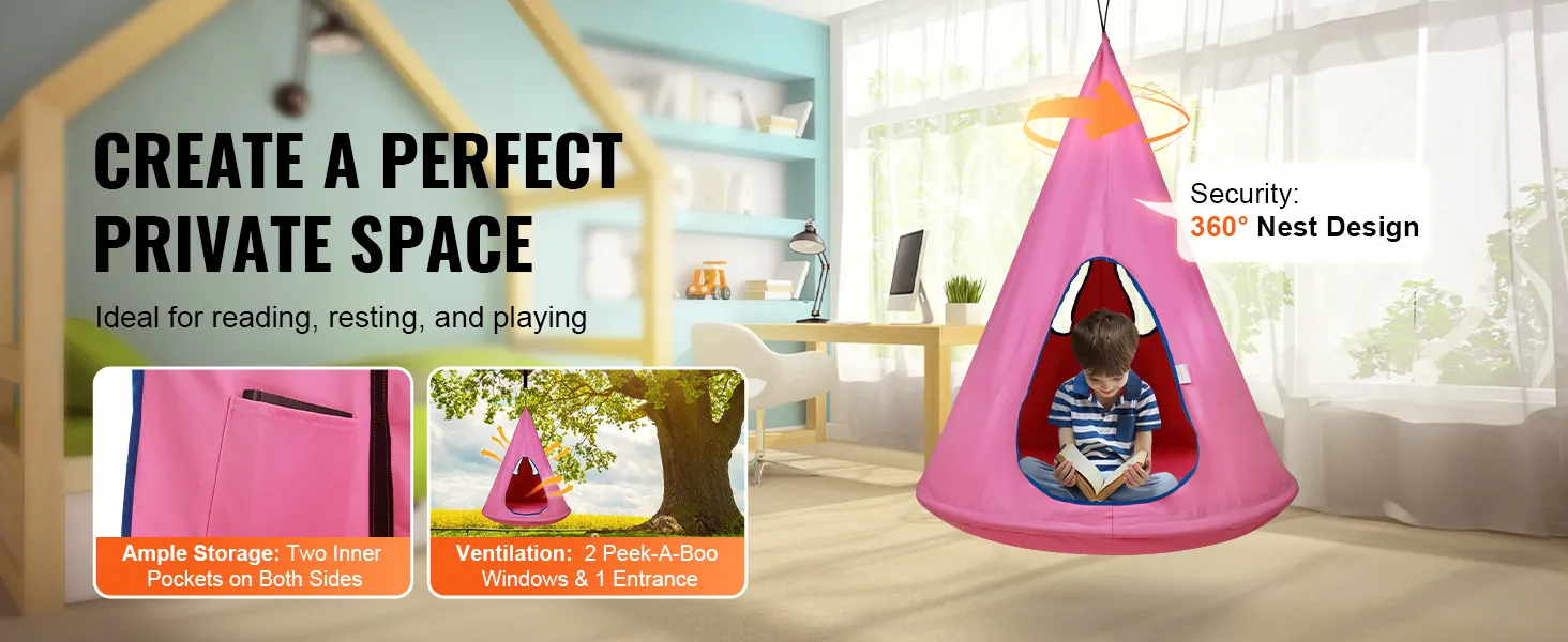 create a perfect private space with the VEVOR kids nest swing chair, ideal for reading, resting, and playing.