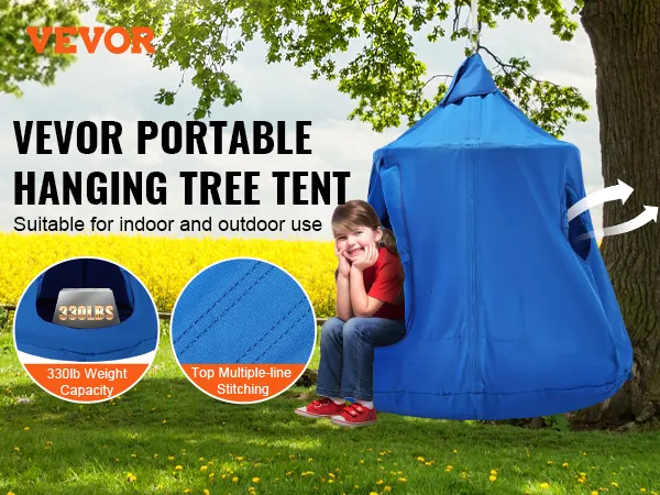 Namiot wiszący VEVOR charakteryzuje się udźwigiem do 330 funtów, trwałymi szwami i bezpiecznymi uchwytami do zawieszenia.