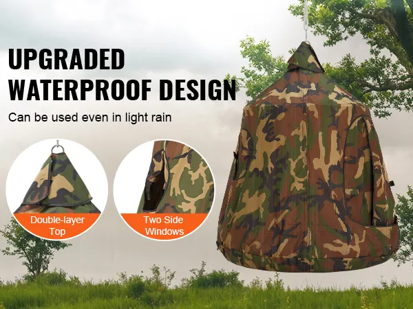 VEVOR hanging tree tent features a camouflage pattern with a double-layer top and side windows.
